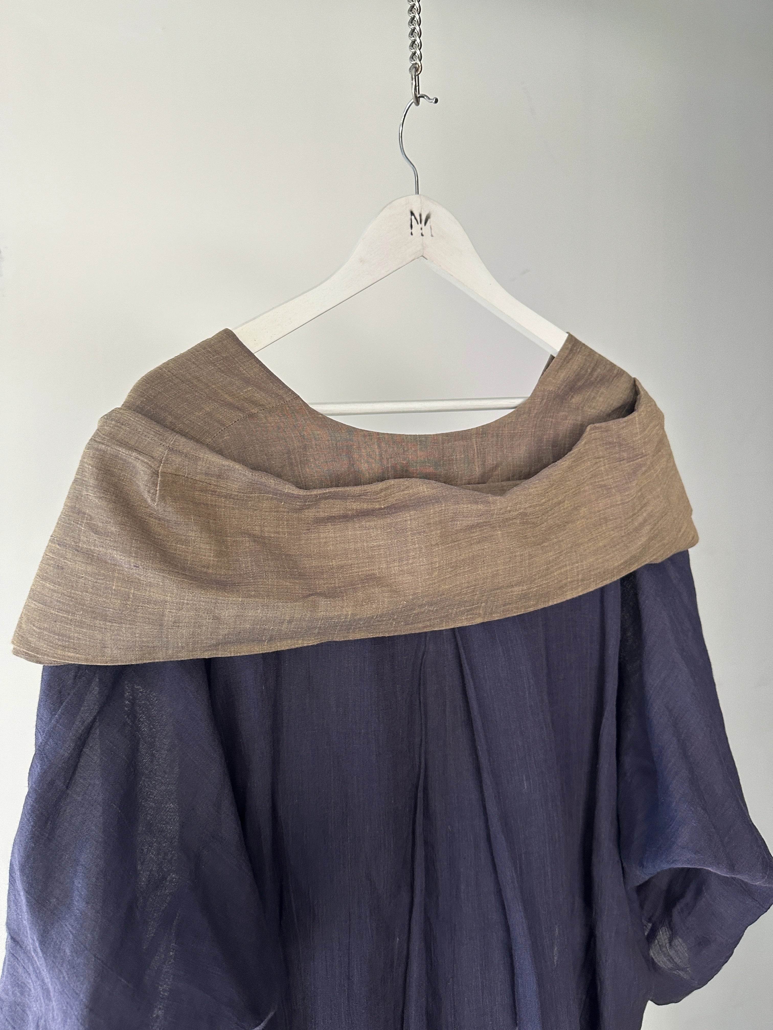 ISSEY MIYAKE - 1990s 2 PIECES SET CONTRASTING TROUSERS AND BLOUSE