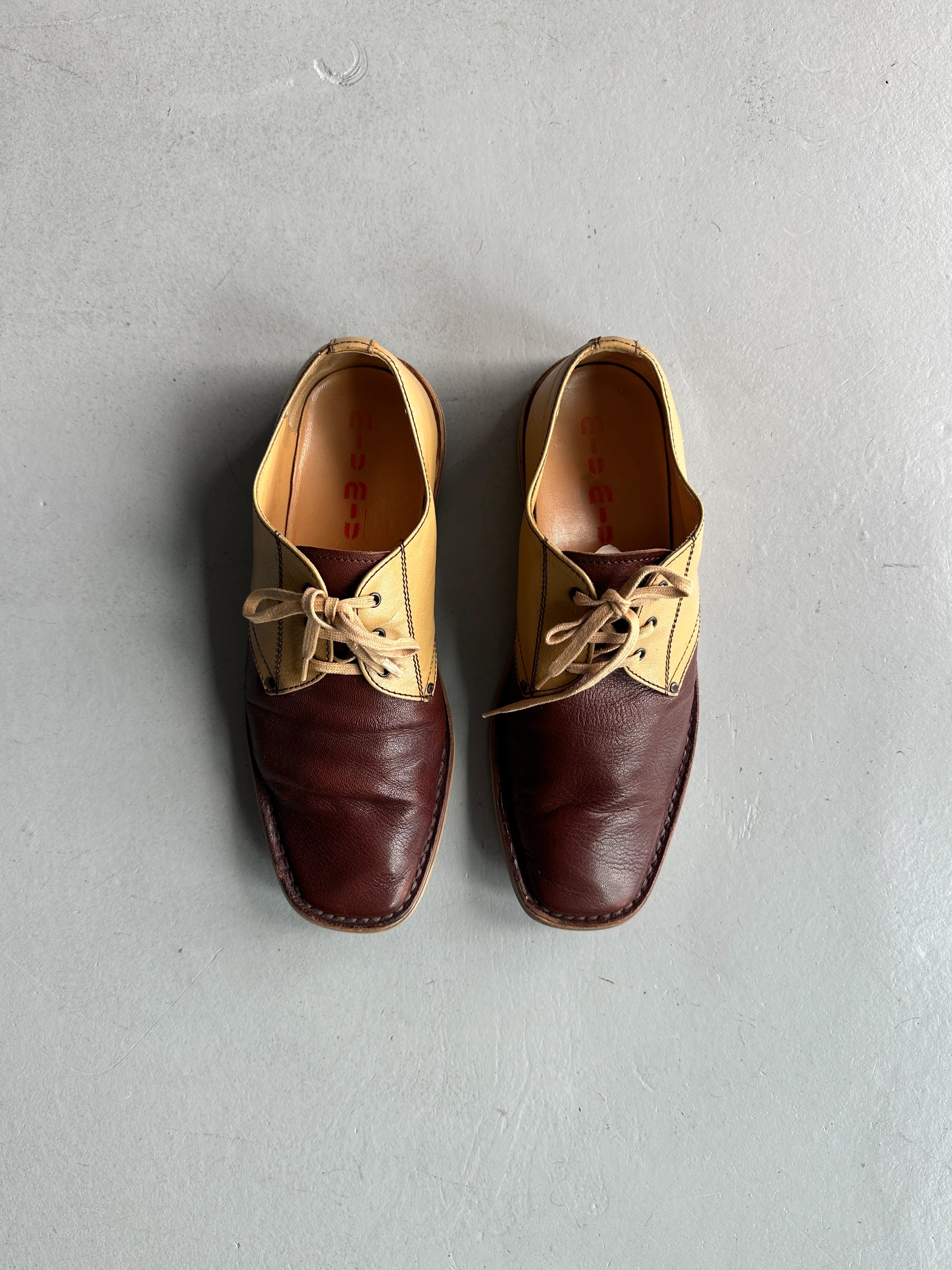 MIU MIU - F/W 1999 BUBBLE SOLE LACE UP OXFORD LEATHER SHOES