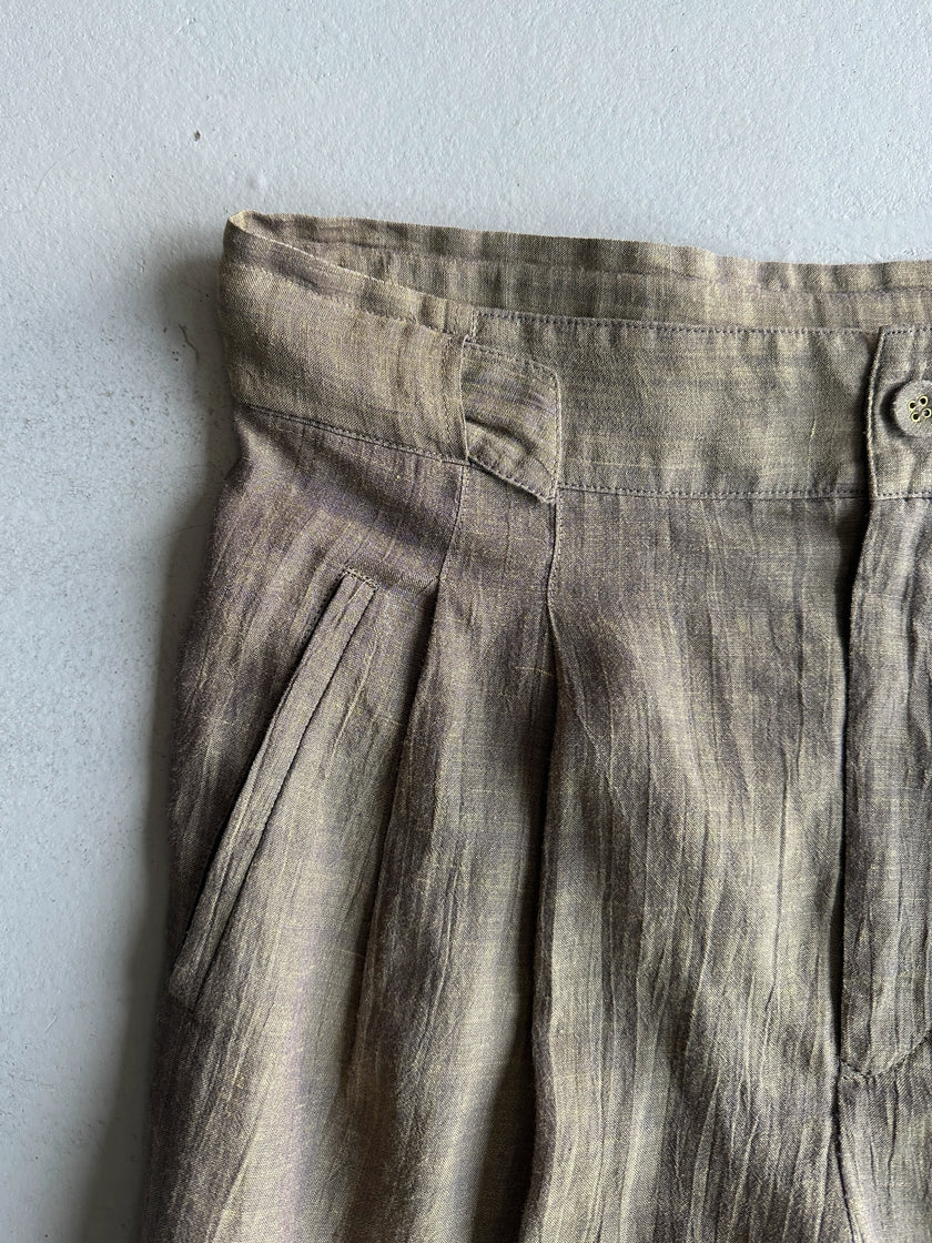 ISSEY MIYAKE - 1990s 2 PIECES SET CONTRASTING TROUSERS AND BLOUSE