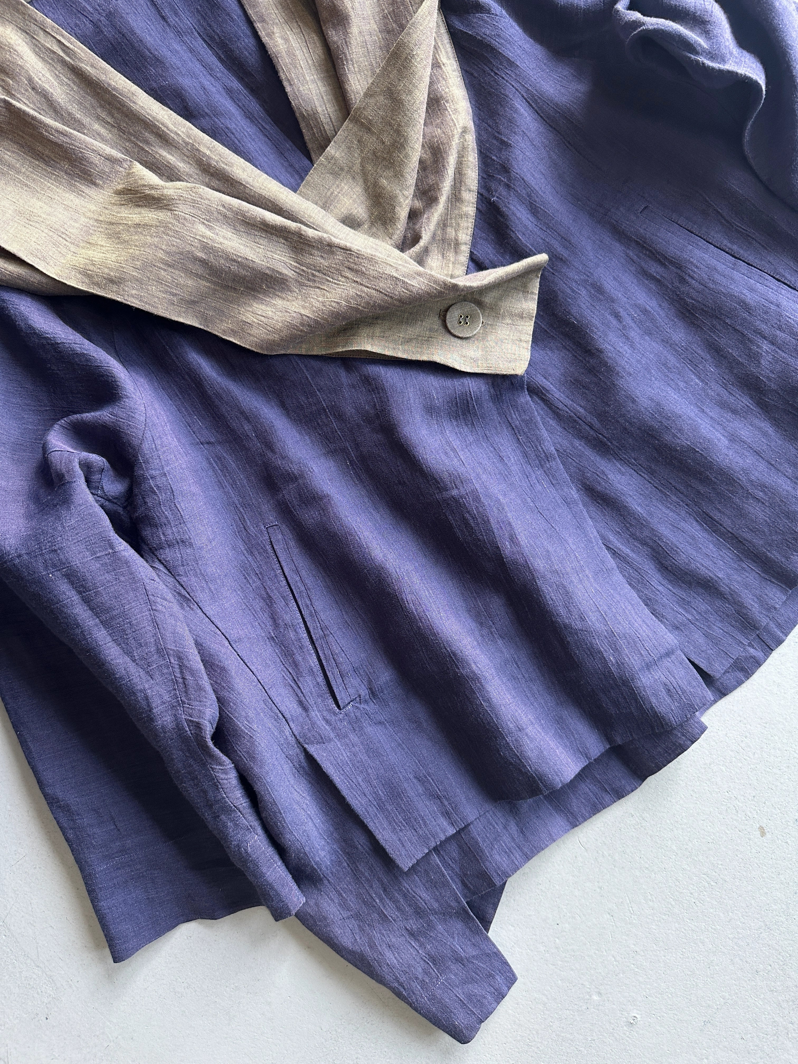ISSEY MIYAKE - 1990s 2 PIECES SET CONTRASTING TROUSERS AND BLOUSE