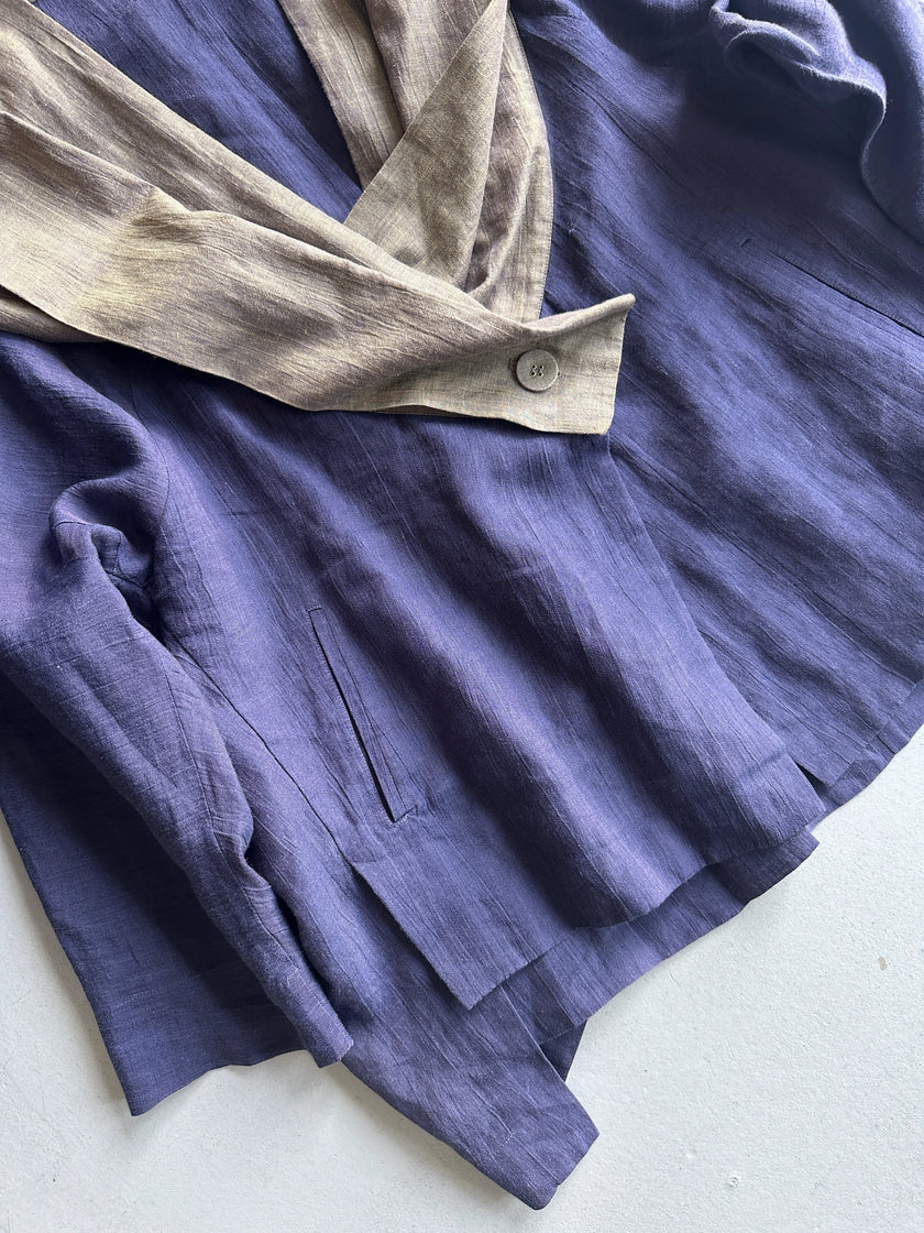 ISSEY MIYAKE - 1990s 2 PIECES SET CONTRASTING TROUSERS AND BLOUSE
