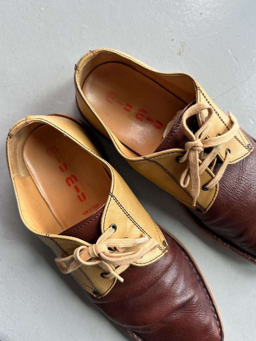 MIU MIU - F/W 1999 BUBBLE SOLE LACE UP OXFORD LEATHER SHOES