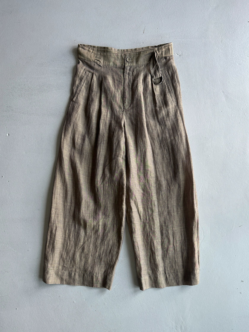 ISSEY MIYAKE - 1990s 2 PIECES SET CONTRASTING TROUSERS AND BLOUSE
