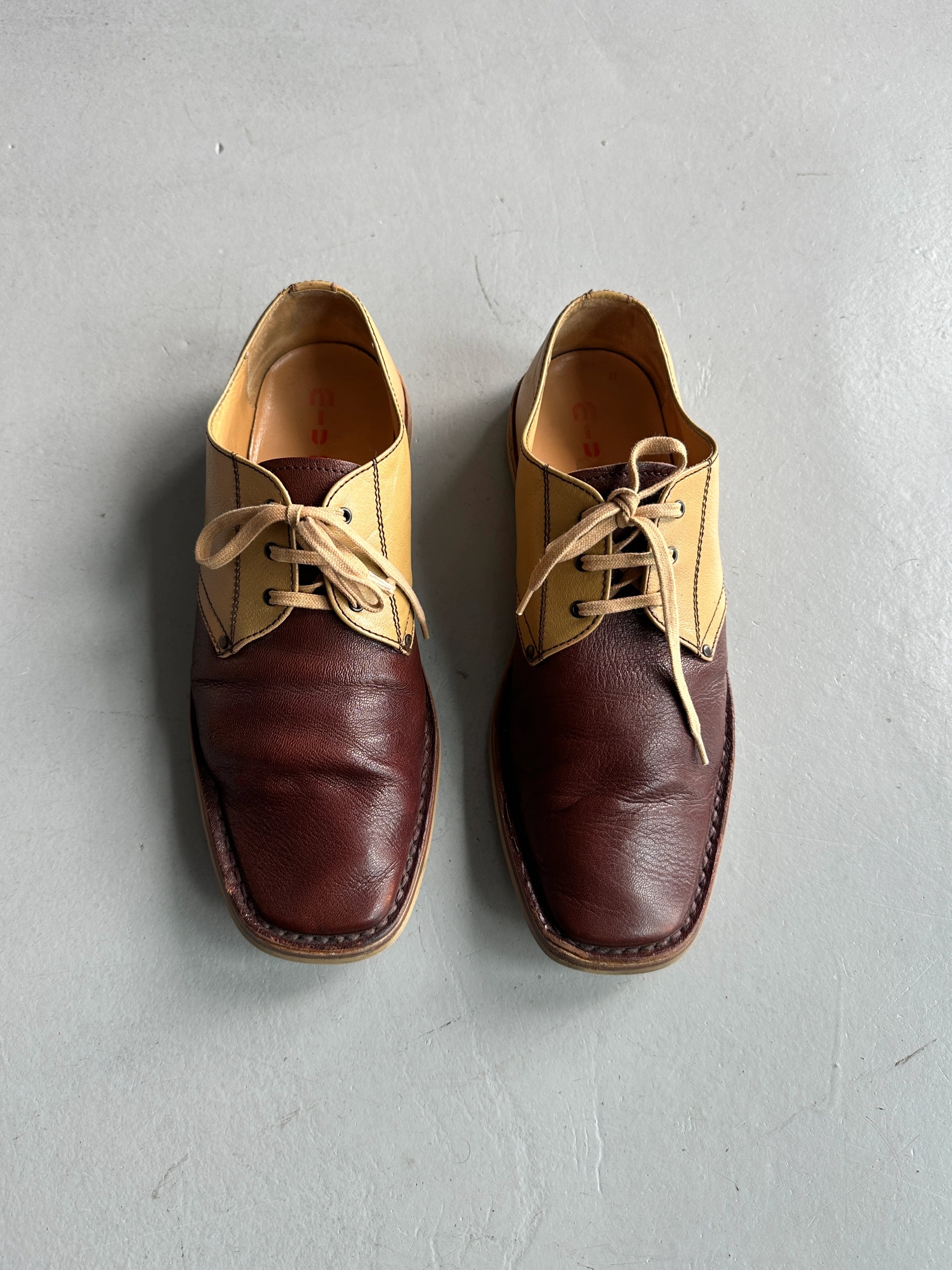 MIU MIU - F/W 1999 BUBBLE SOLE LACE UP OXFORD LEATHER SHOES