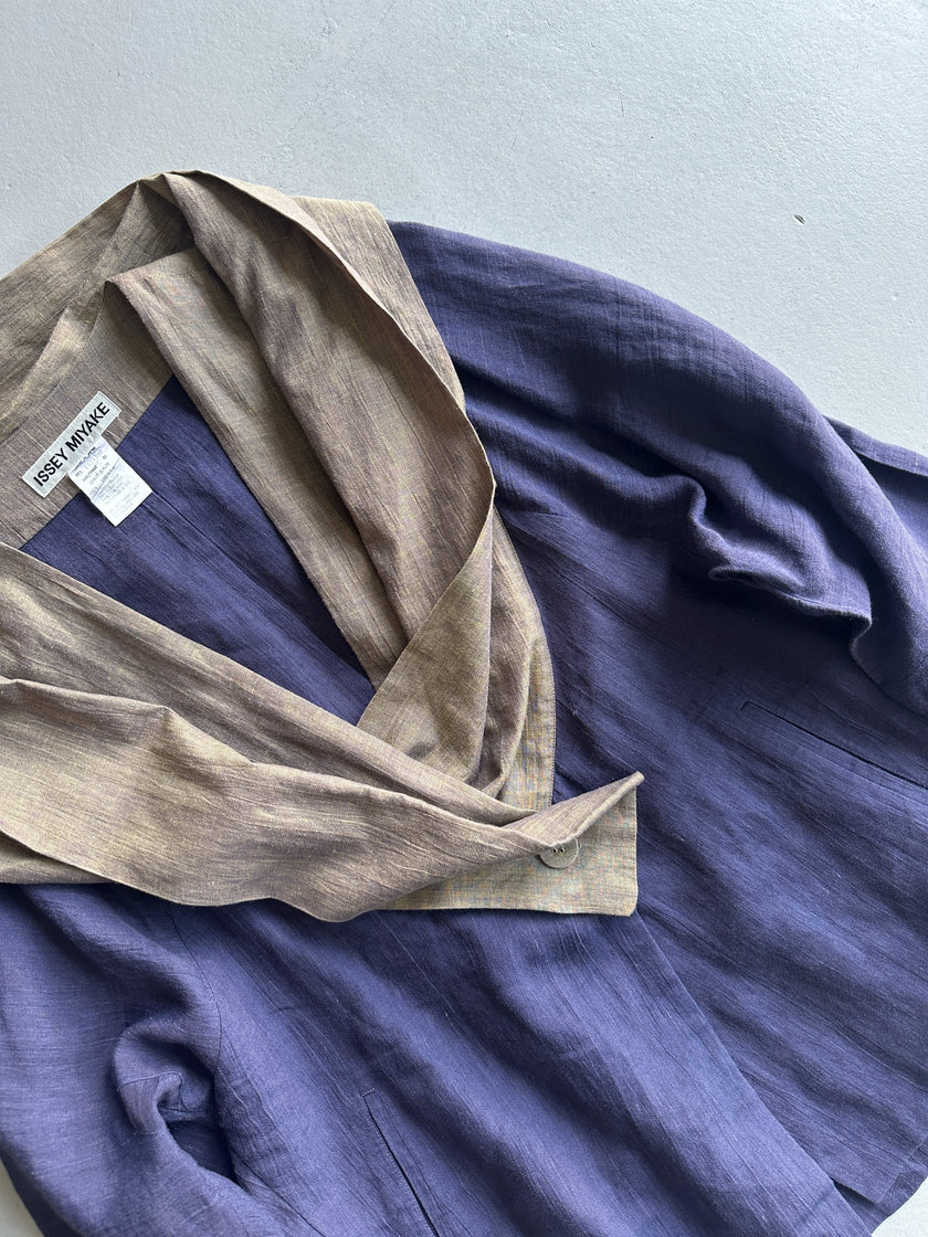 ISSEY MIYAKE - 1990s 2 PIECES SET CONTRASTING TROUSERS AND BLOUSE