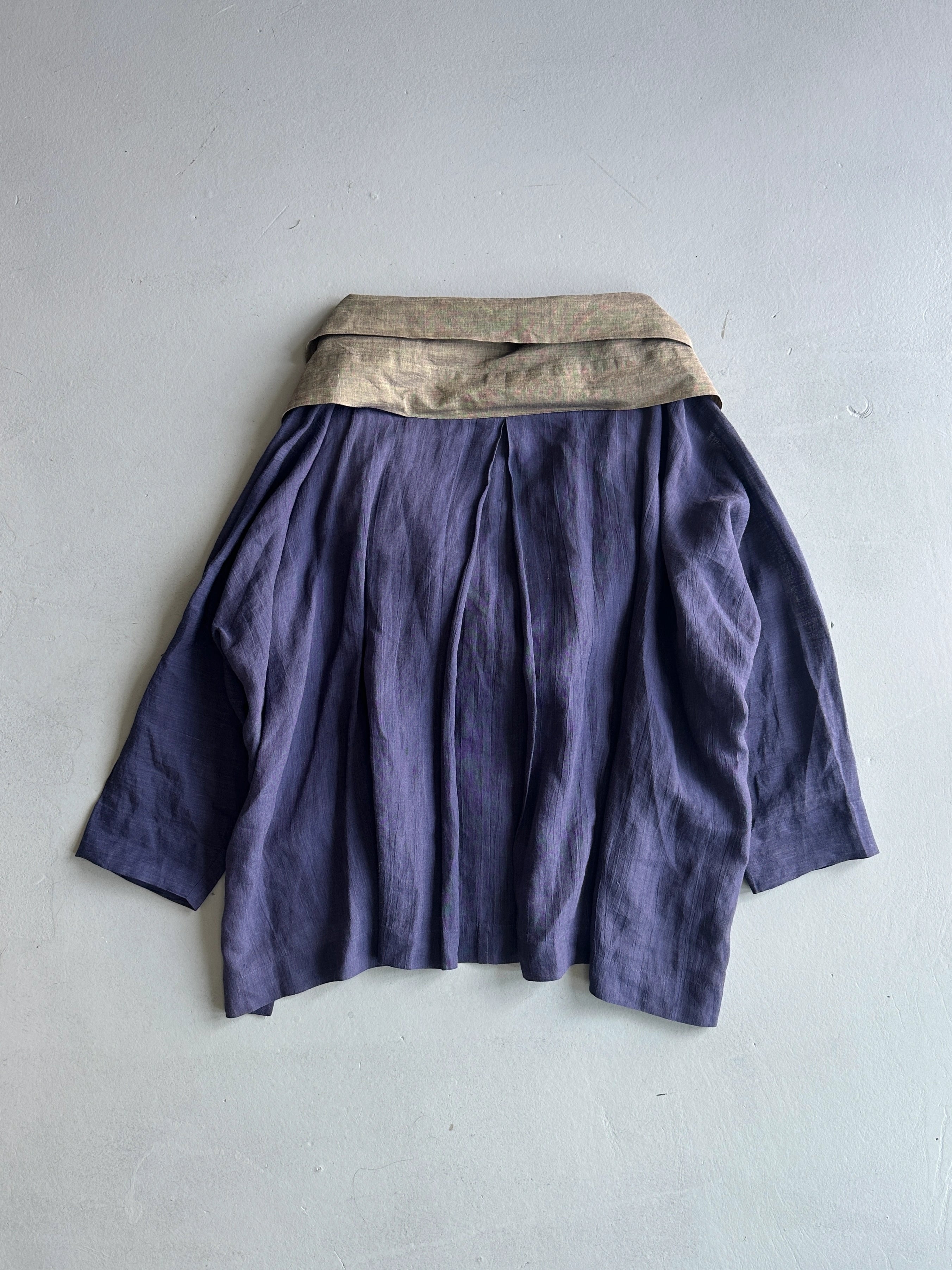 ISSEY MIYAKE - 1990s 2 PIECES SET CONTRASTING TROUSERS AND BLOUSE