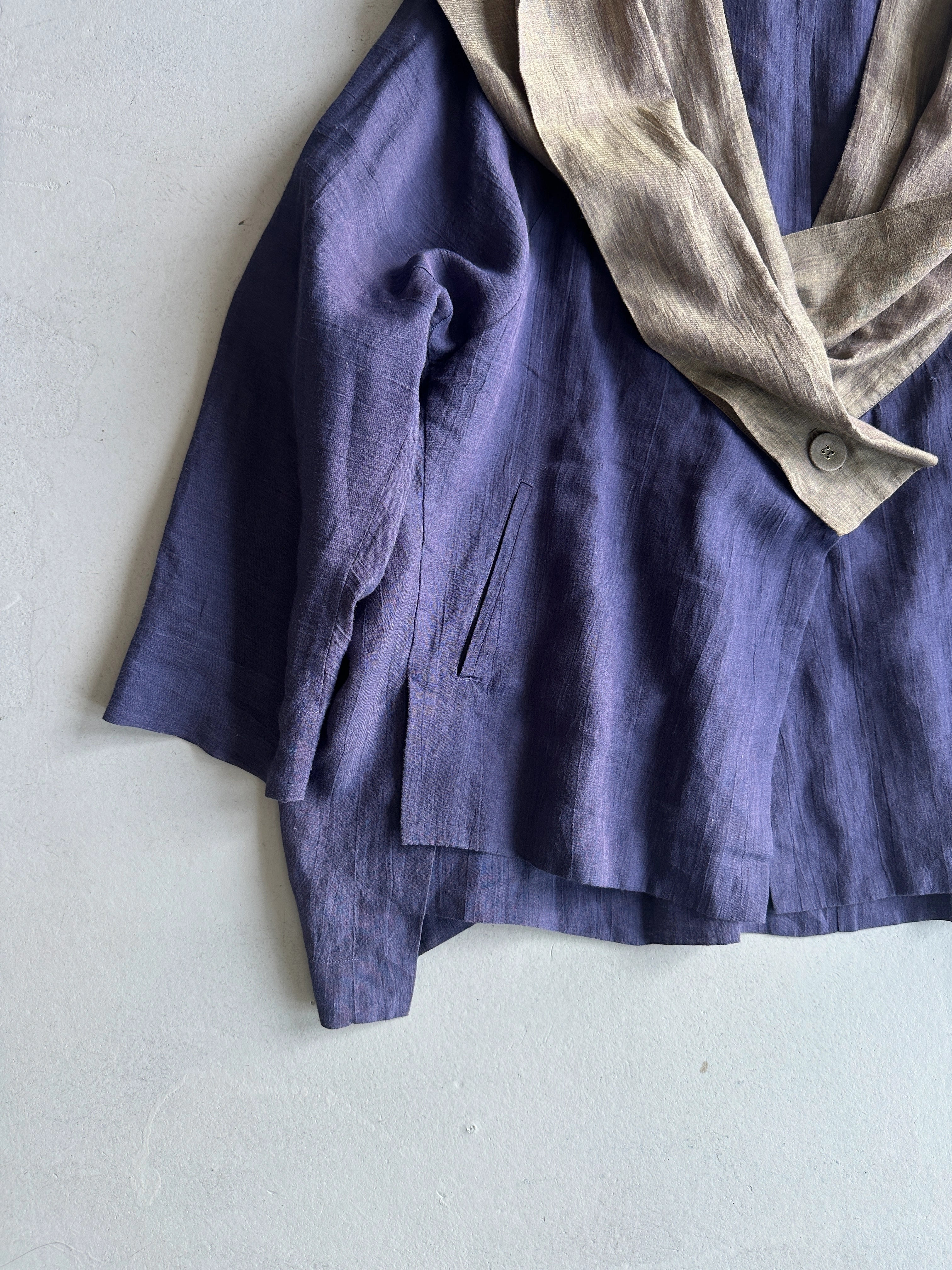 ISSEY MIYAKE - 1990s 2 PIECES SET CONTRASTING TROUSERS AND BLOUSE