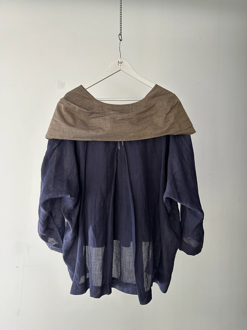 ISSEY MIYAKE - 1990s 2 PIECES SET CONTRASTING TROUSERS AND BLOUSE
