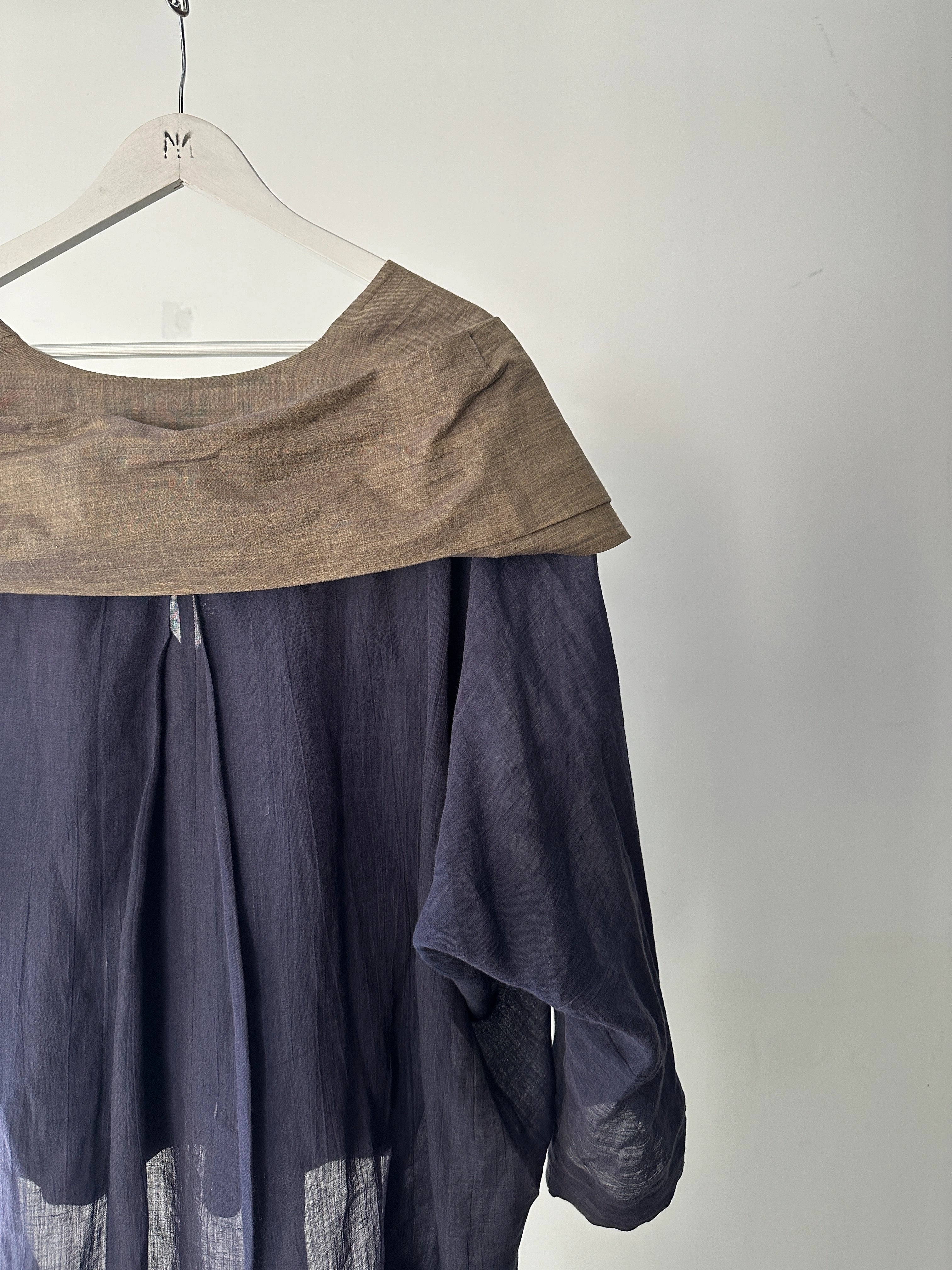 ISSEY MIYAKE - 1990s 2 PIECES SET CONTRASTING TROUSERS AND BLOUSE