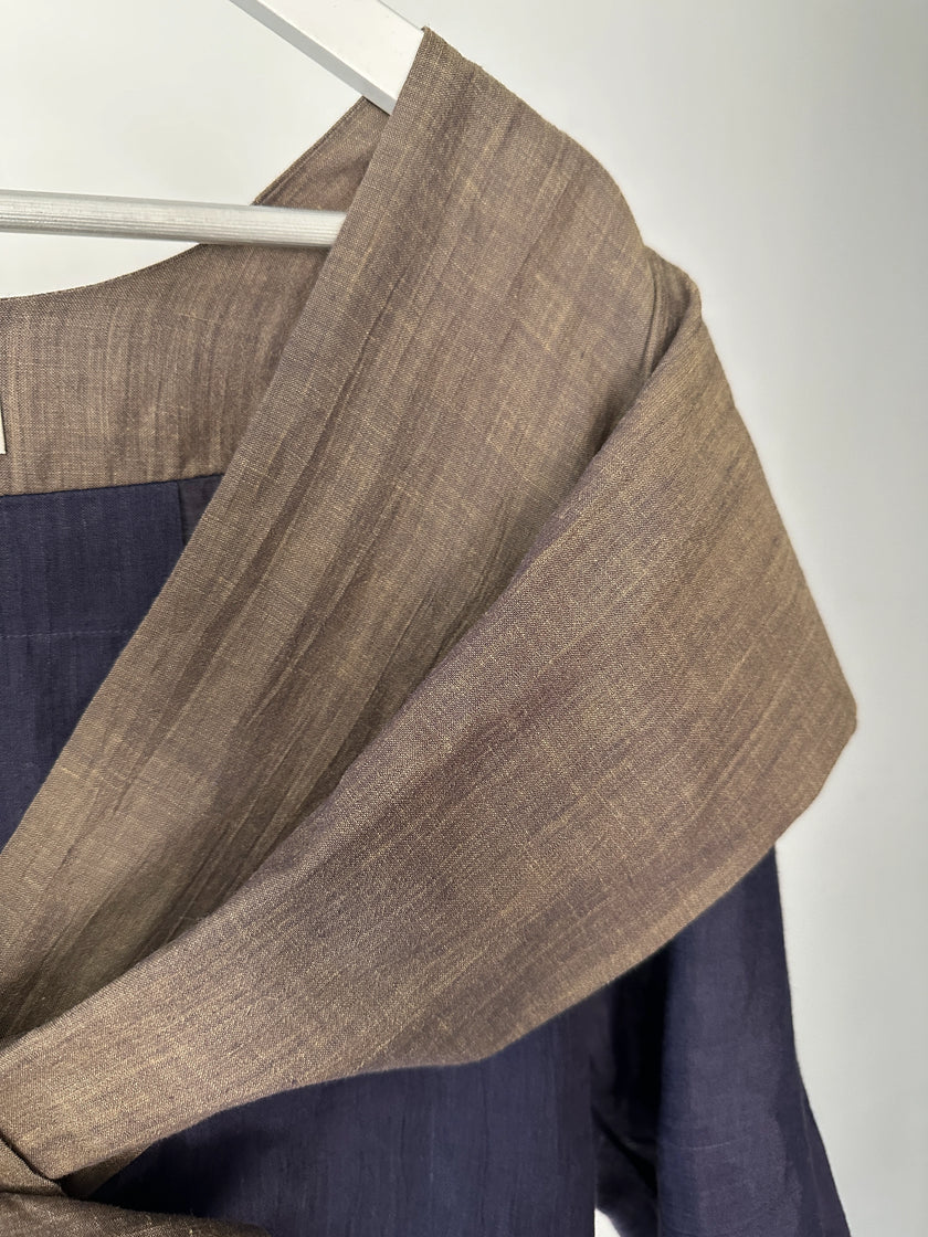 ISSEY MIYAKE - 1990s 2 PIECES SET CONTRASTING TROUSERS AND BLOUSE