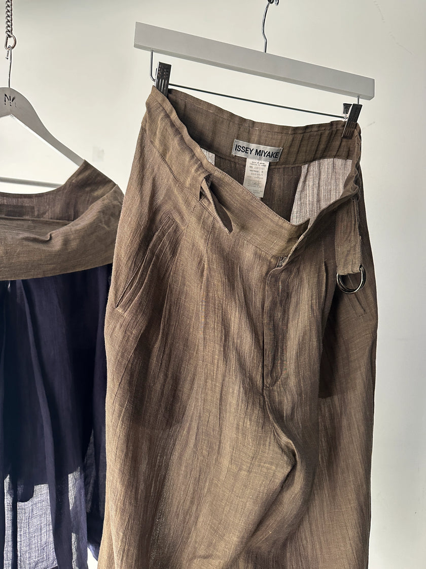 ISSEY MIYAKE - 1990s 2 PIECES SET CONTRASTING TROUSERS AND BLOUSE
