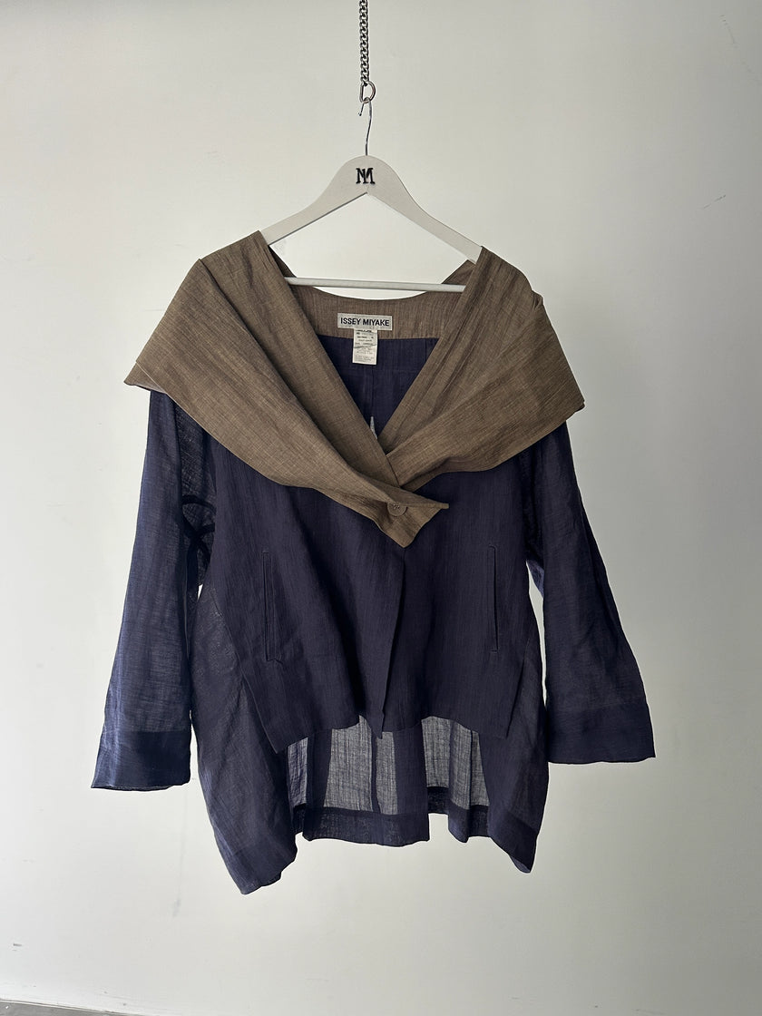 ISSEY MIYAKE - 1990s 2 PIECES SET CONTRASTING TROUSERS AND BLOUSE