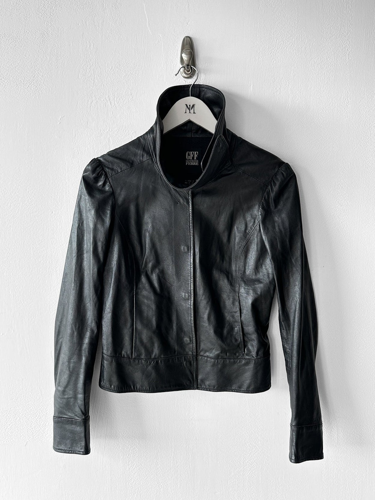 GIANFRANCO FERRÉ - early 2000s SOFT LEATHER CROP FIT JACKET WITH FUNNEL NECK