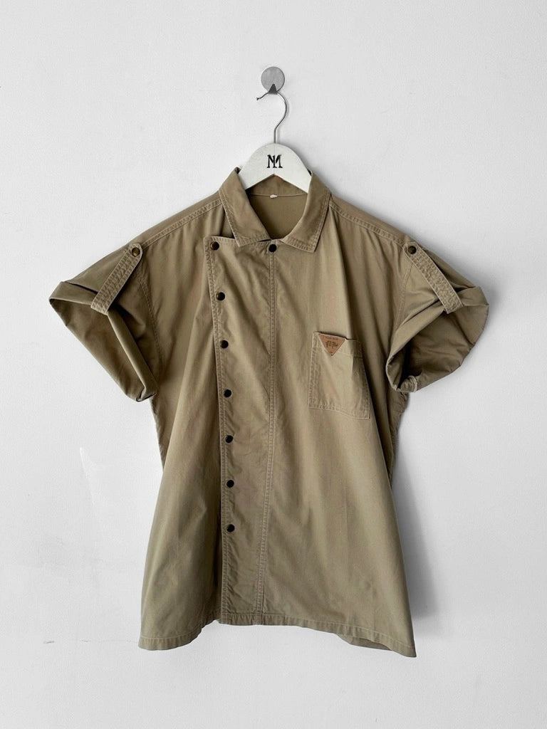 1990s ASYMMETRICAL FRONT CLOSURE SHORT SLEEVE SHIRT