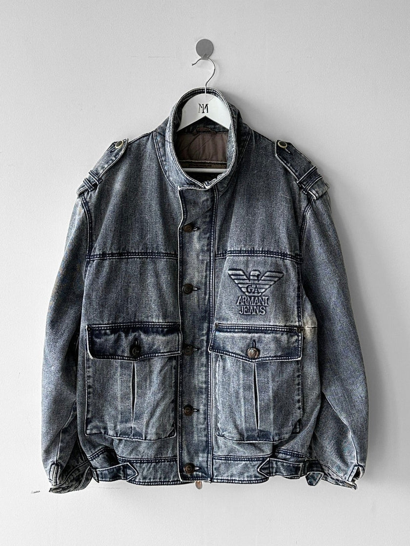 ARMANI JEANS - F/W 1989 WOOL LINING DENIM BOMBER JACKET
