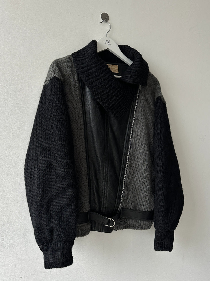ICEBERG BY J.C. DE CASTELBAJAC - 1980s KNITTED JACKET WITH LEATHER PANEL
