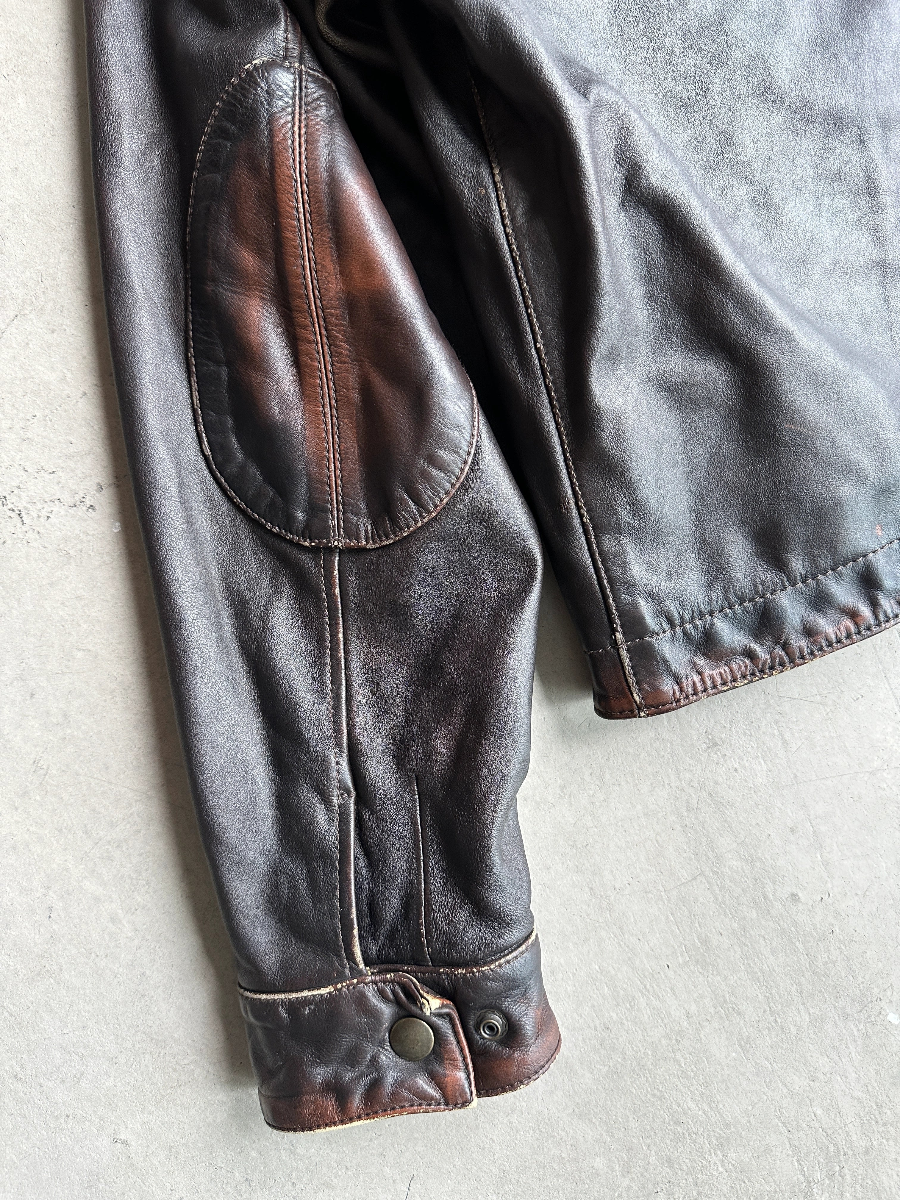 CERRUTI 1881 - 1980s CARGO DISTRESSED LEATHER JACKET