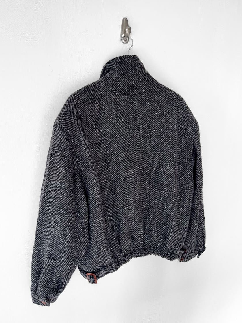VALENTINO - 1980s BOXY FIT HERRINGBONE BOMBER JACKET