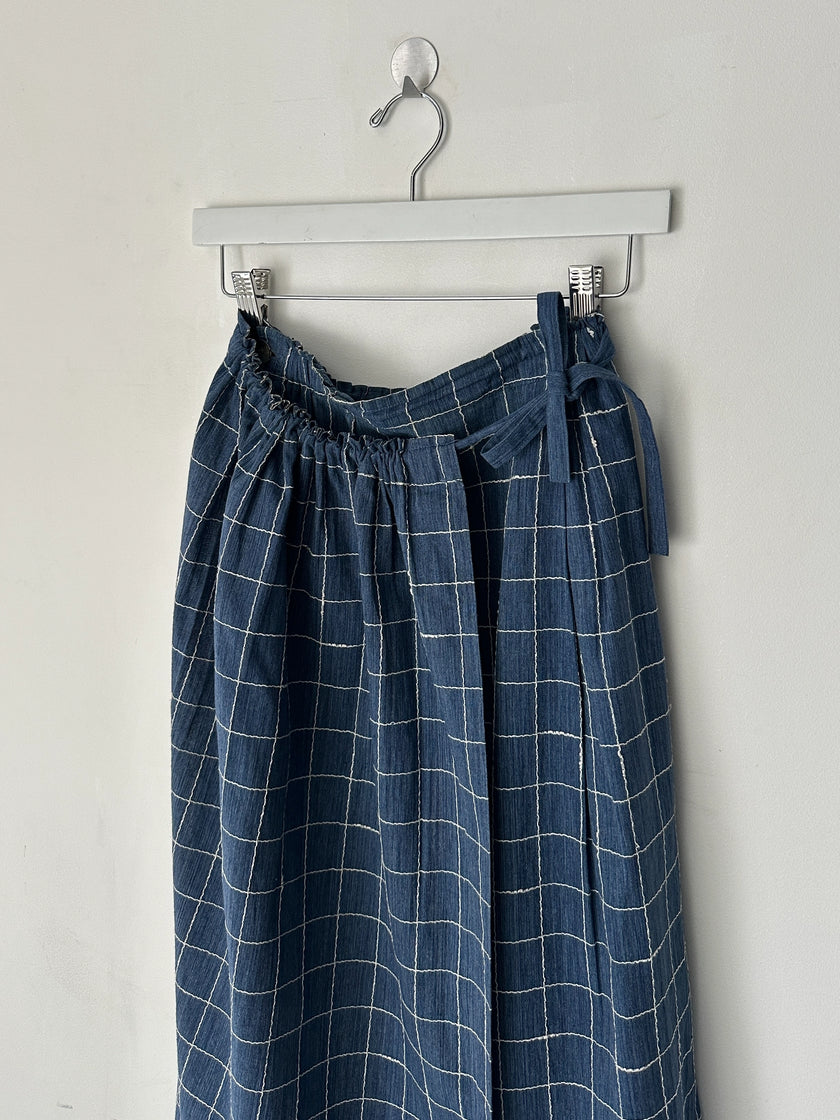 ISSEY MIYAKE PLANTATION - 1980s ASYMMETRIC LONG WRAP SKIRT
