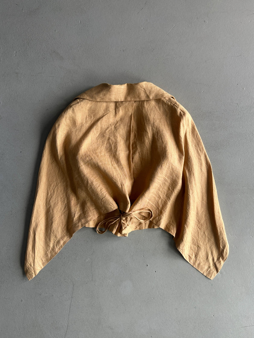 ISSEY MIYAKE - 1990s CROP FIT LINEN CAPE BLOUSE