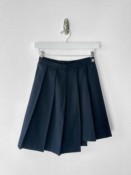 COMME DES GARÇONS - early 1980s ASYMMETRIC PLEATS WOOL MINI SKIRT