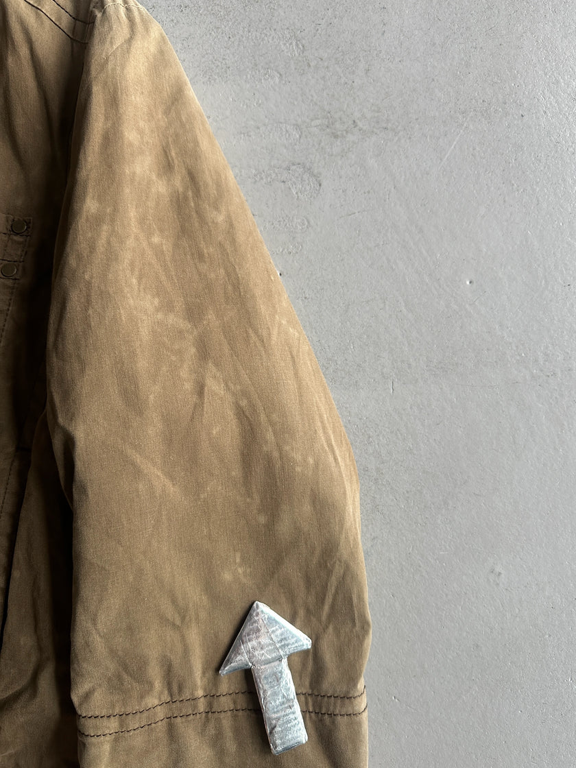 DSQUARED2 - F/W 2002 HOMELESS COLLECTION LAYERED DENIM SLEEVE JACKET WITH LEATHER DETAILS