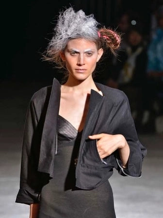 YOHJI YAMAMOTO - S/S 2014 CROPPED JACKET WITH SCULPTURAL LAPELS
