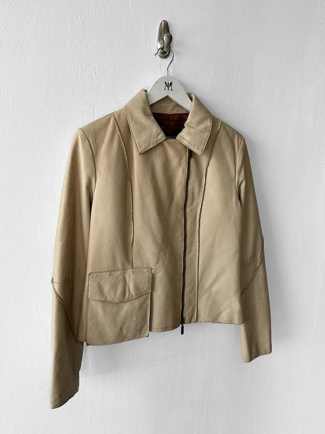 VITTORIO FORTI - late 1990s ASYMMETRIC FRONT LEATHER JACKET