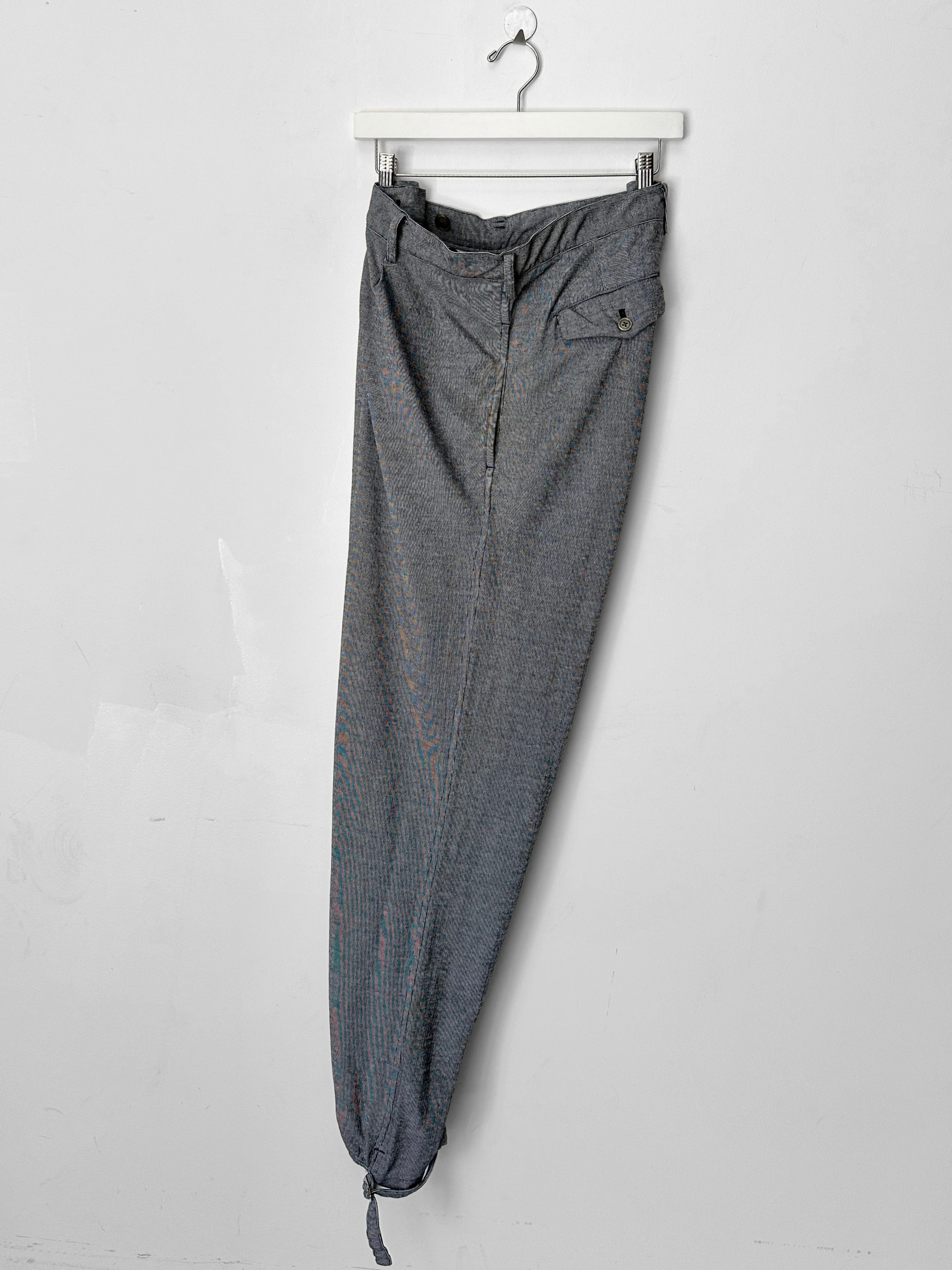 YOHJI YAMAMOTO - S/S 1999 STRIPED TROUSERS WITH ADJUSTABLE TIE HEMS