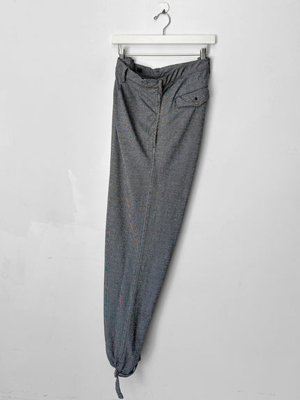 YOHJI YAMAMOTO - S/S 1999 STRIPED TROUSERS WITH ADJUSTABLE TIE HEMS