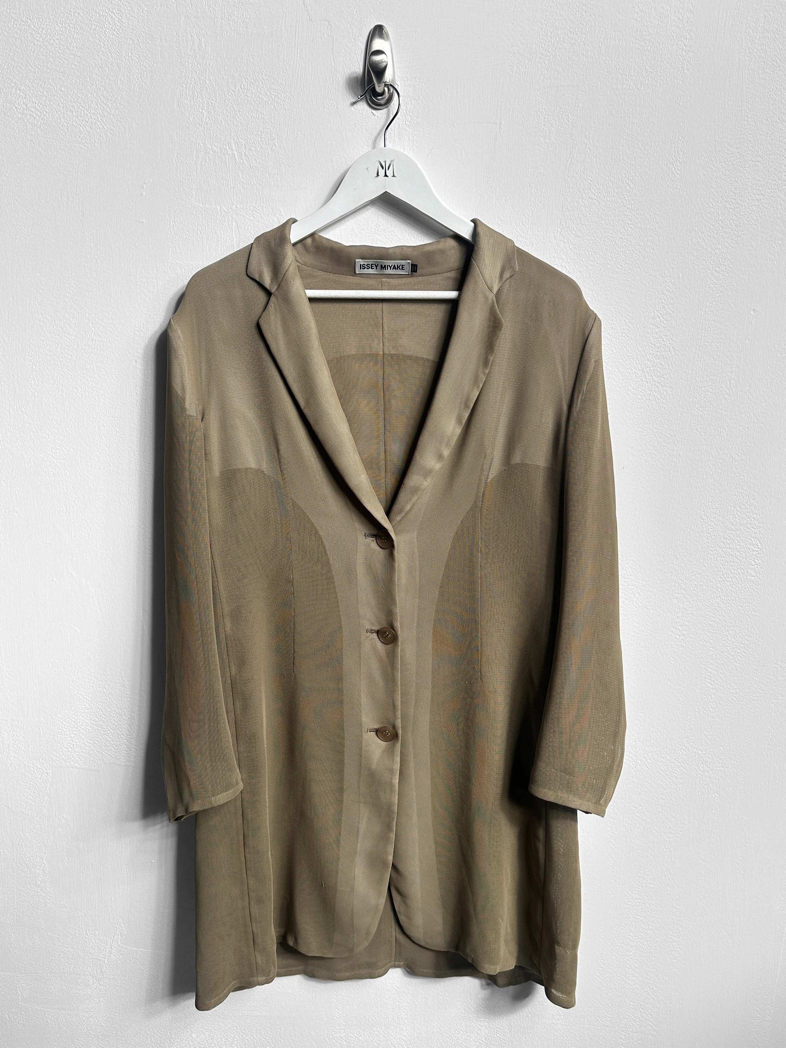 ISSEY MIYAKE - early 2000s DOUBLE LAYER MESH LONG BLAZER