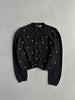 MOSCHINO - 2000s CROP FIT WOOL CARDIGAN WITH PEARL EMBELLISHMENTS FRONT