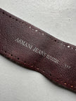 ARMANI JEANS - early 2000s WIDE BELT WITH OVERSIZED ROUNDED BRUSHED BRASS BUCKLE