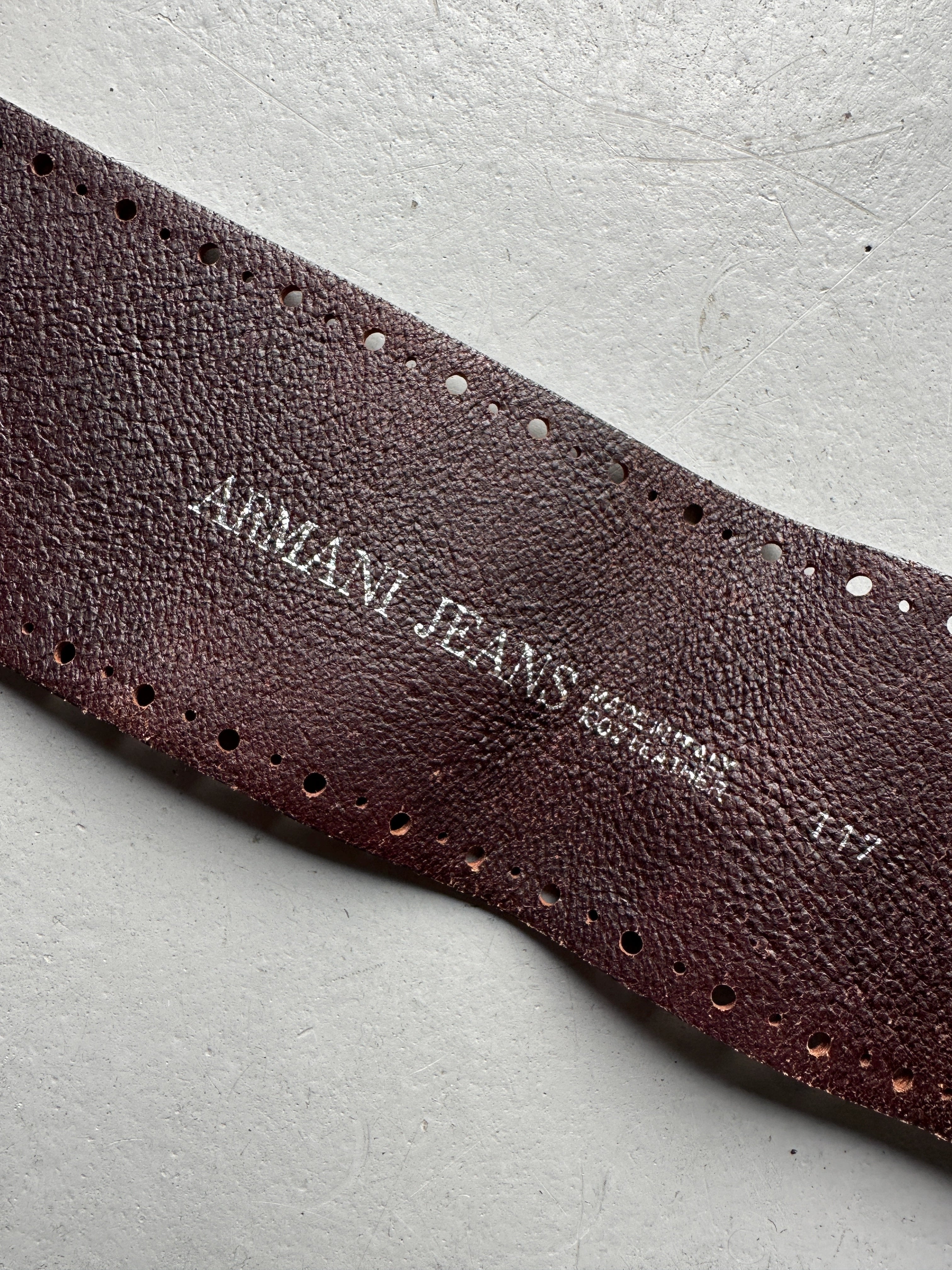 ARMANI JEANS - early 2000s WIDE BELT WITH OVERSIZED ROUNDED BRUSHED BRASS BUCKLE