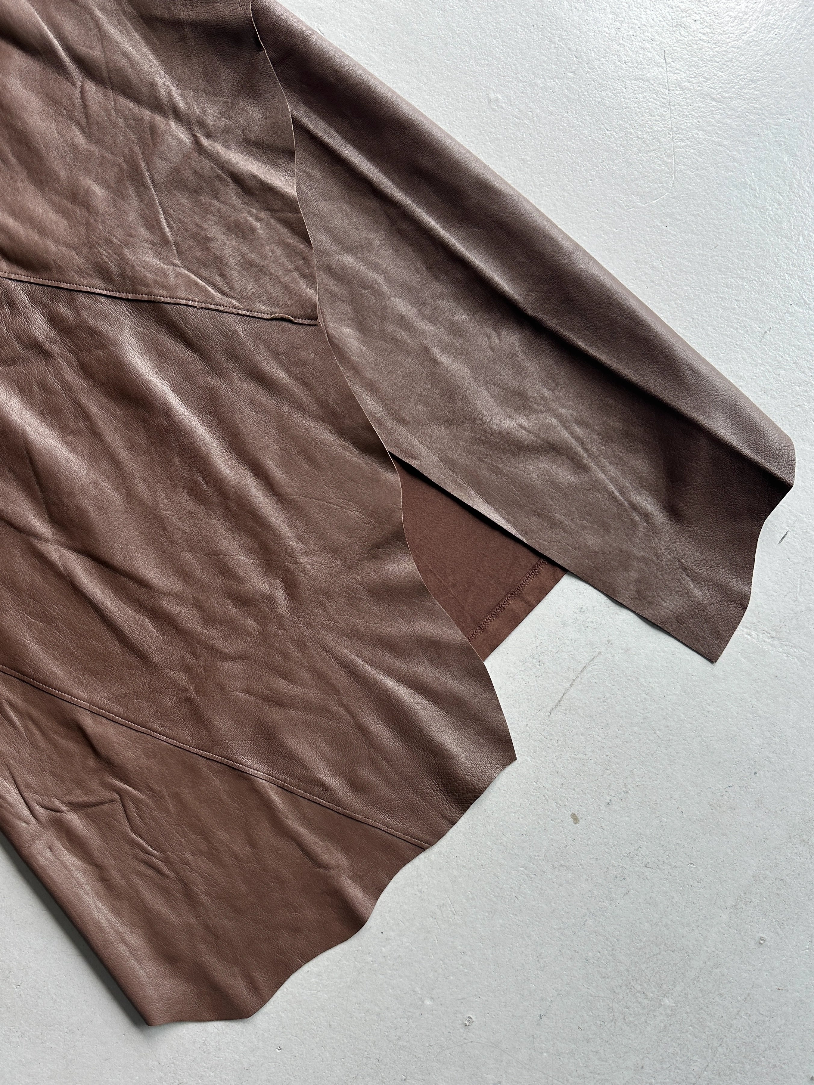 MARIELLA BURANI - 1990s ASYMMETRICAL PANELED LEATHER SKIRT