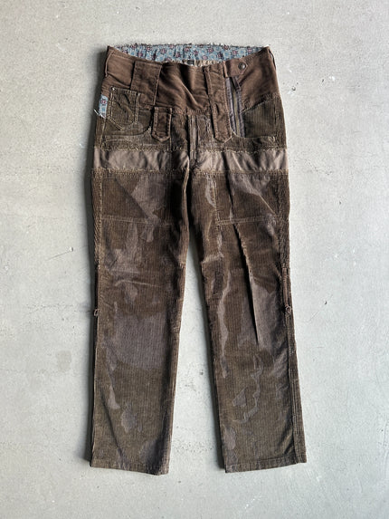 MARITHÉ + FRANÇOIS GIRBAUD - 2000s CORDUROY CARGO TROUSERS WITH SIDE ZIP