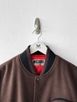 MICHIKO KOSHINO - 1990s BOMBER JACKET WITH CONTRASTING SLEEVE AND DETACHABLE POUCH POCKET