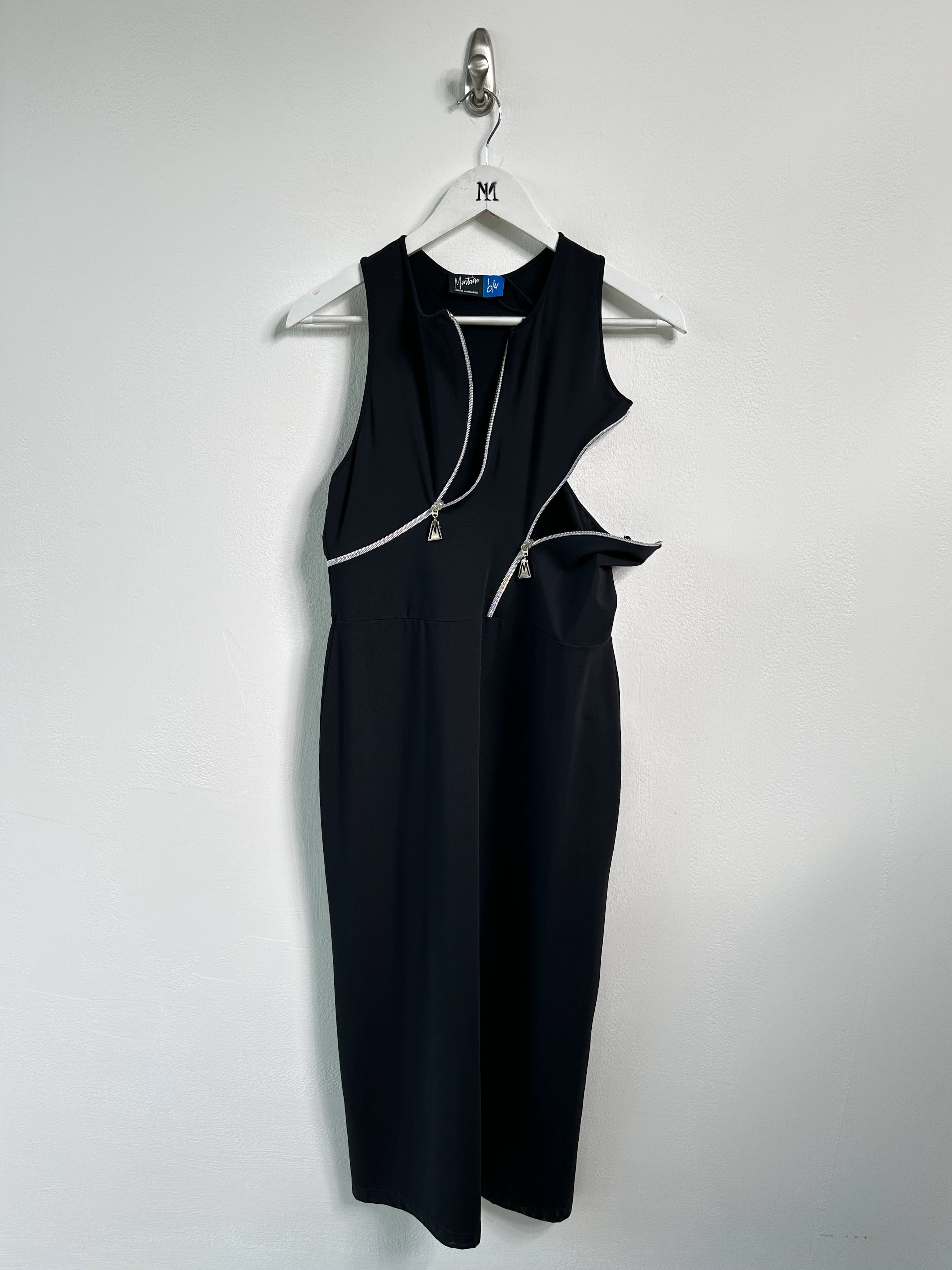 CLAUDE MONTANA - early 2000s JERSEY DRESS WITH ZIP DETAILING