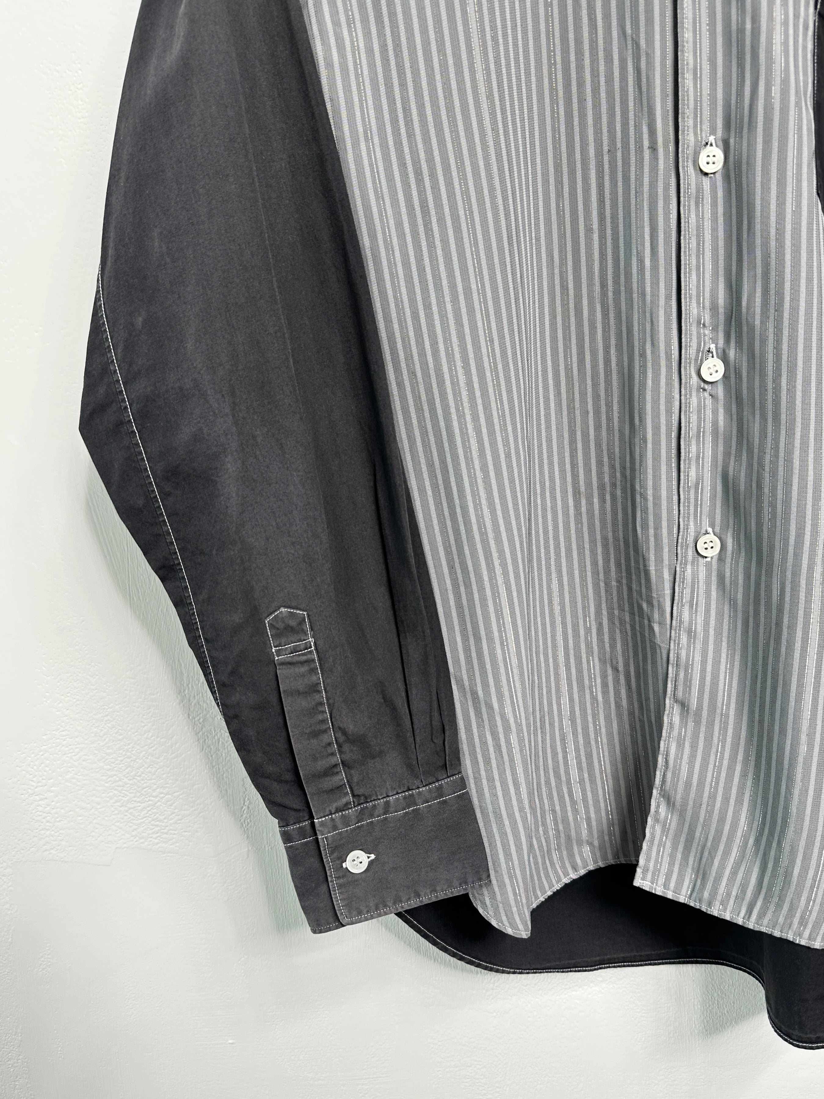 COMME DES GARÇONS - early 2000s PANELED LONG SLEEVE SHIRT WITH CONTRASTING SLEEVE AND BACK