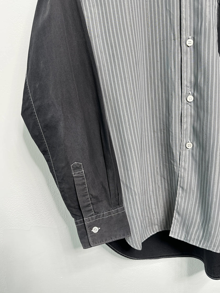 COMME DES GARÇONS - early 2000s PANELED LONG SLEEVE SHIRT WITH CONTRASTING SLEEVE AND BACK