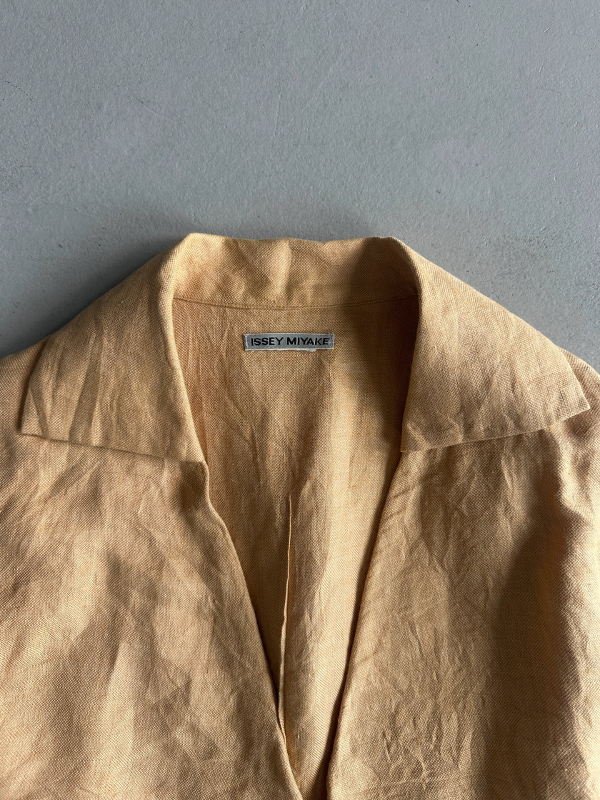 ISSEY MIYAKE - 1990s CROP FIT LINEN CAPE BLOUSE