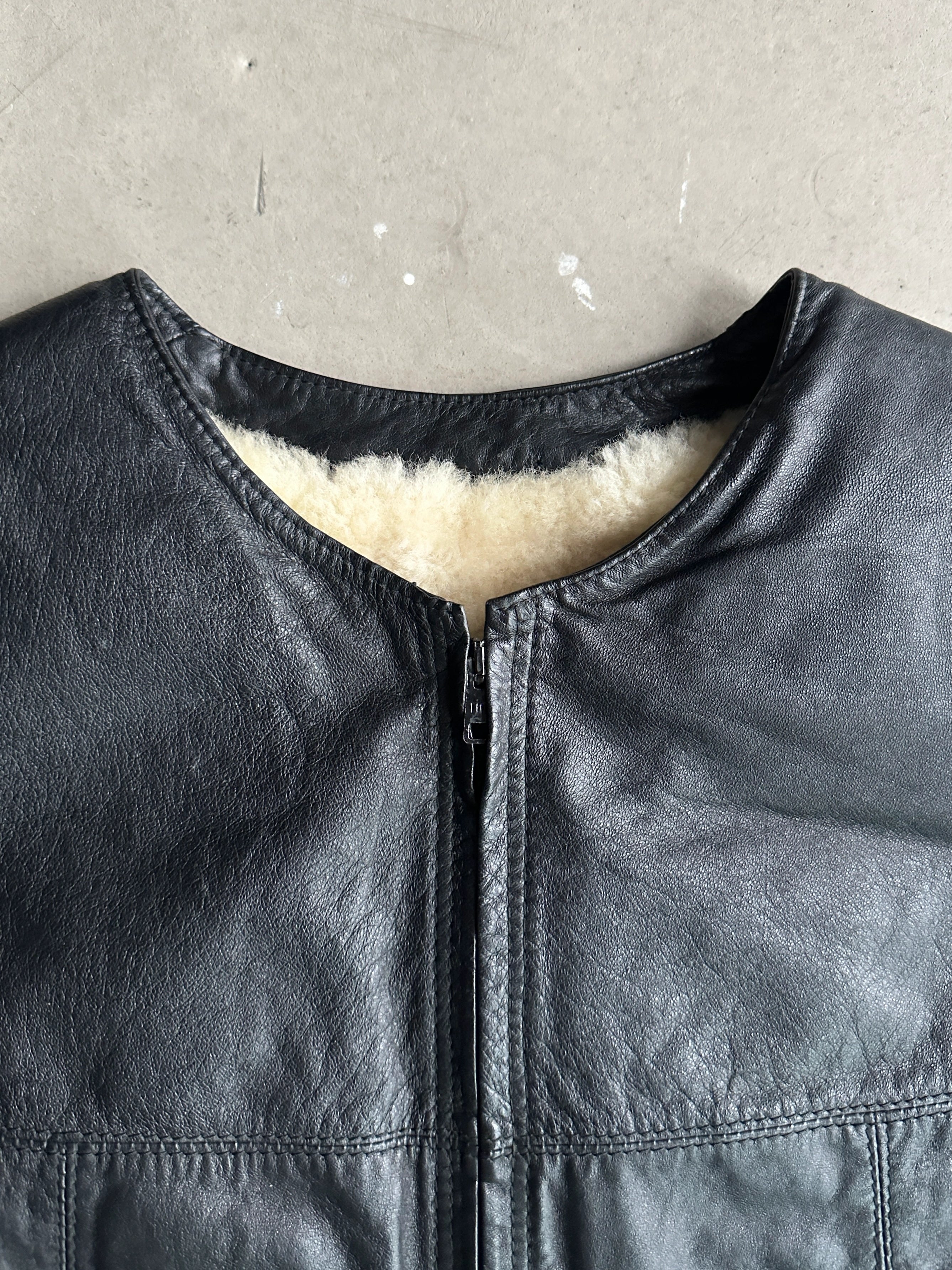 1990s SHEARLING LEATHER VEST GILET