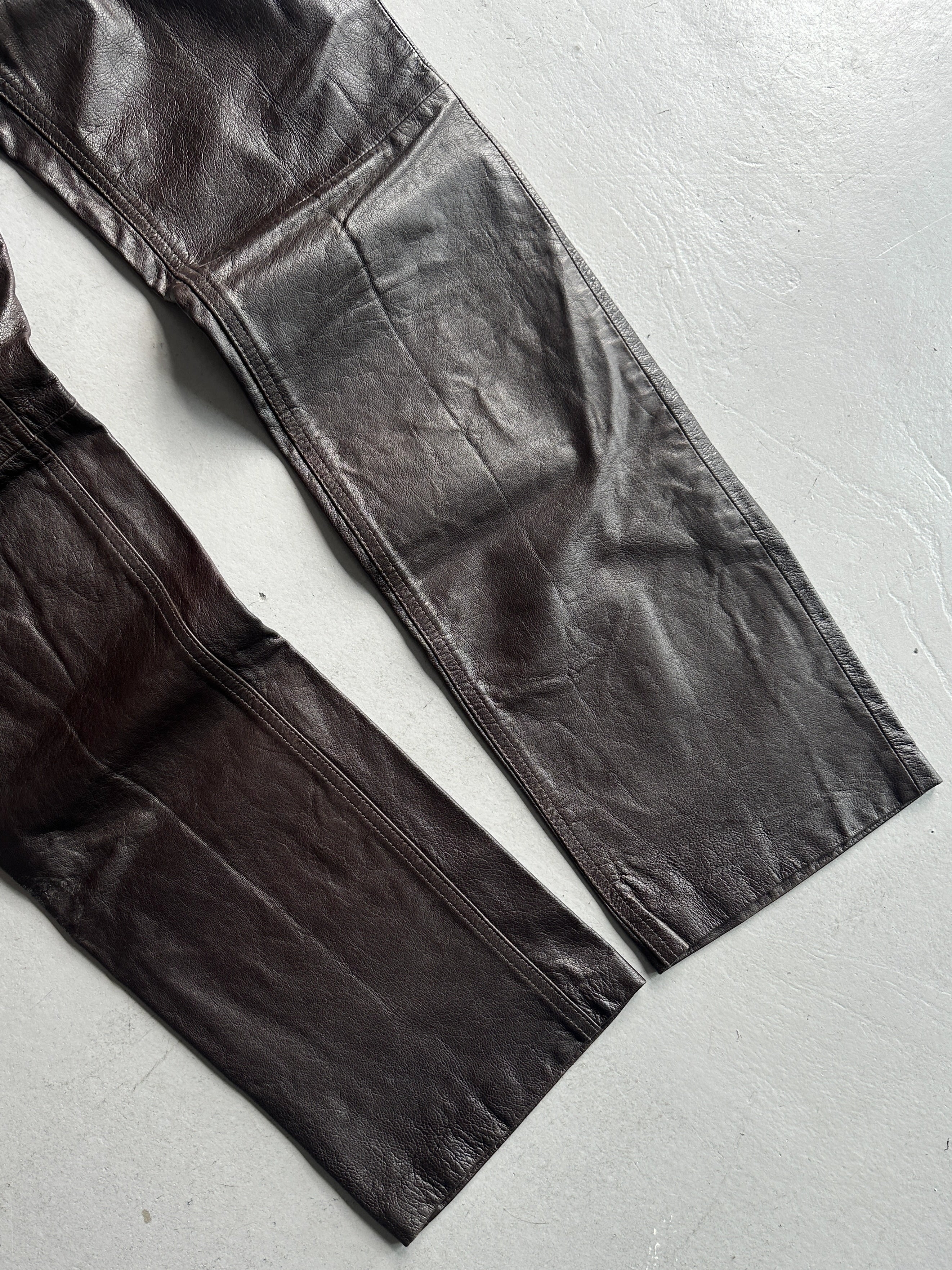 TRUSSARDI - 2000s LIMITED EDITION STRAIGHT FIT LEATHER TROUSERS