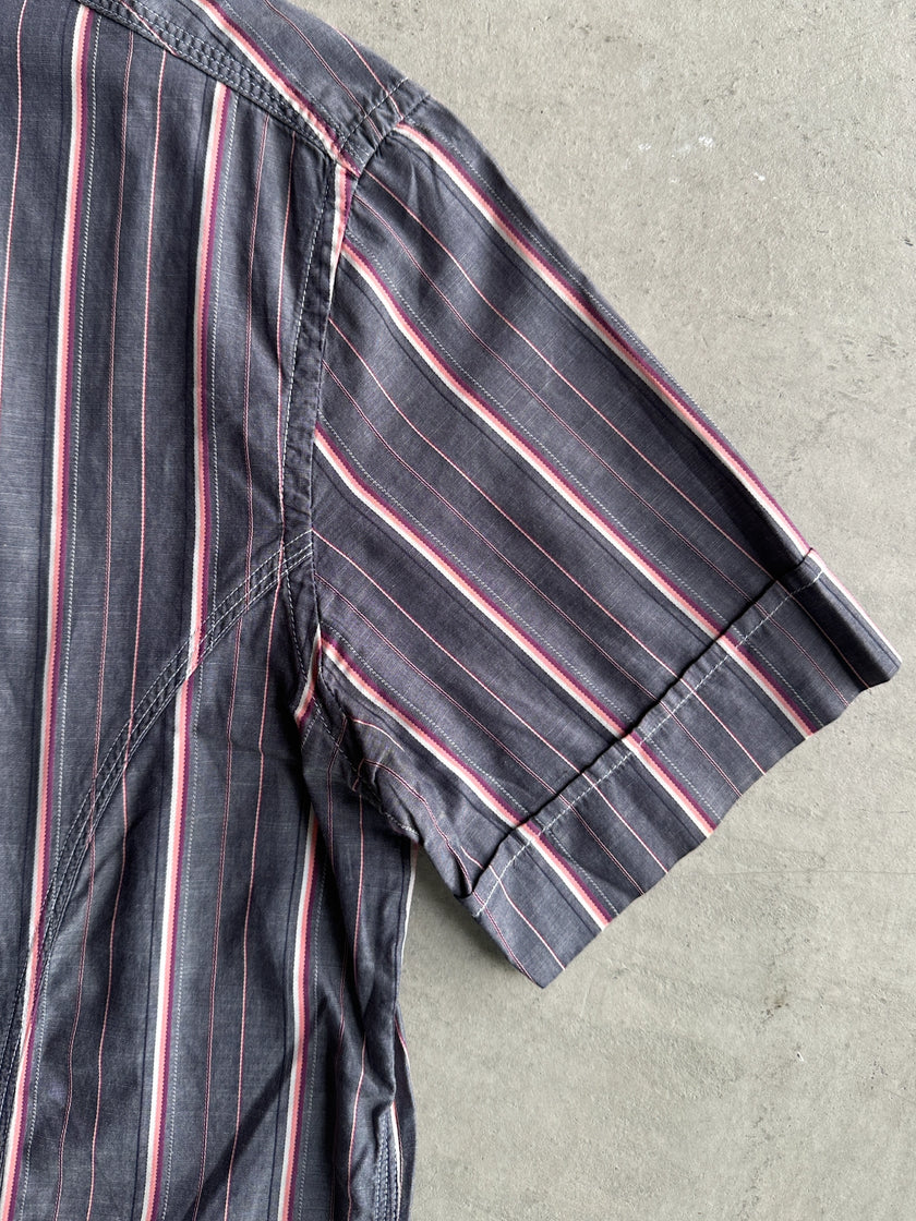 TRUSSARDI - 1990s STRIPED HALF SLEEVE SHIRT