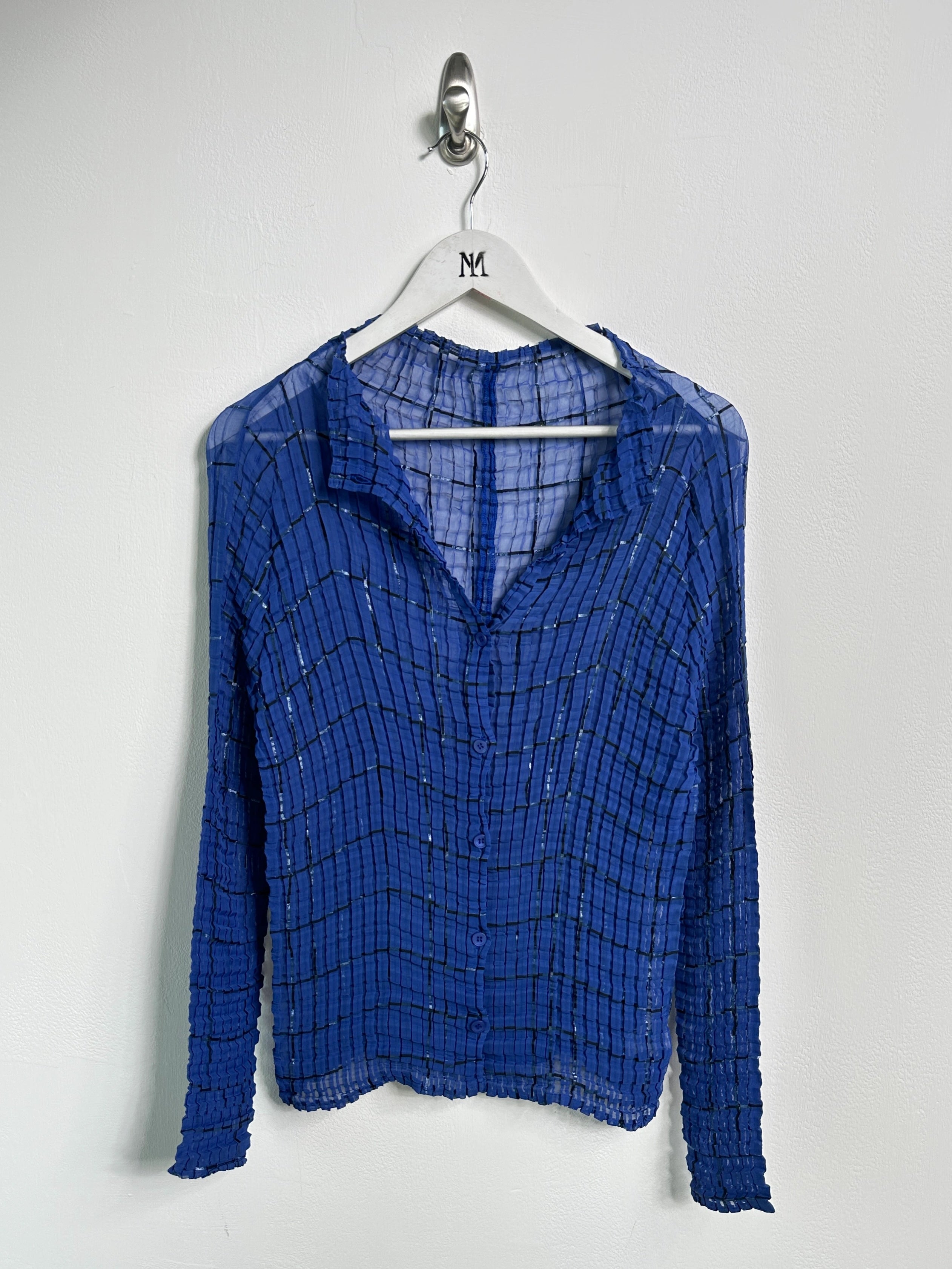 ISSEY MIYAKE - S/S 2001 SHEER PLEATED BUTTONED BLOUSE