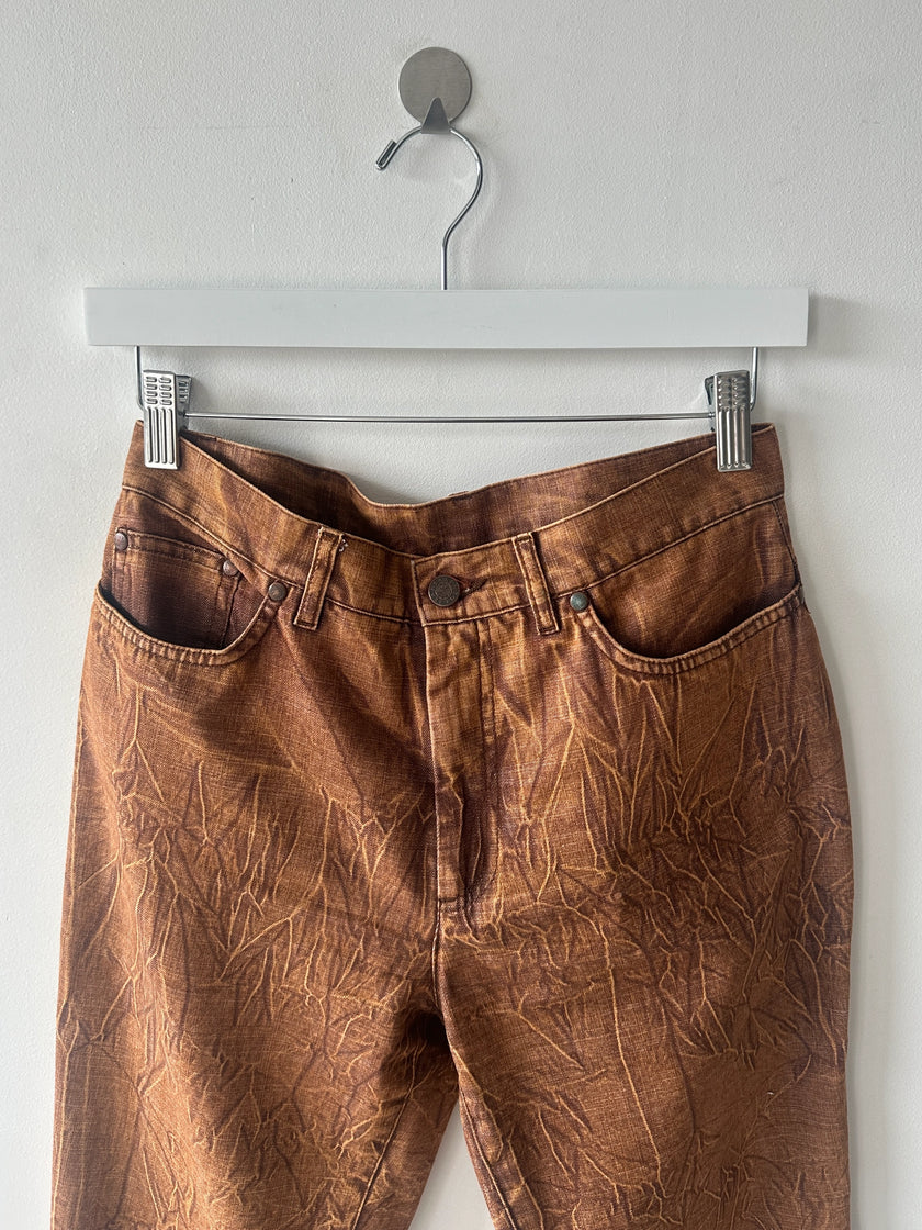 KENZO - 1980s DENIM TROUSERS WITH CRINKLED EFFECT WASH