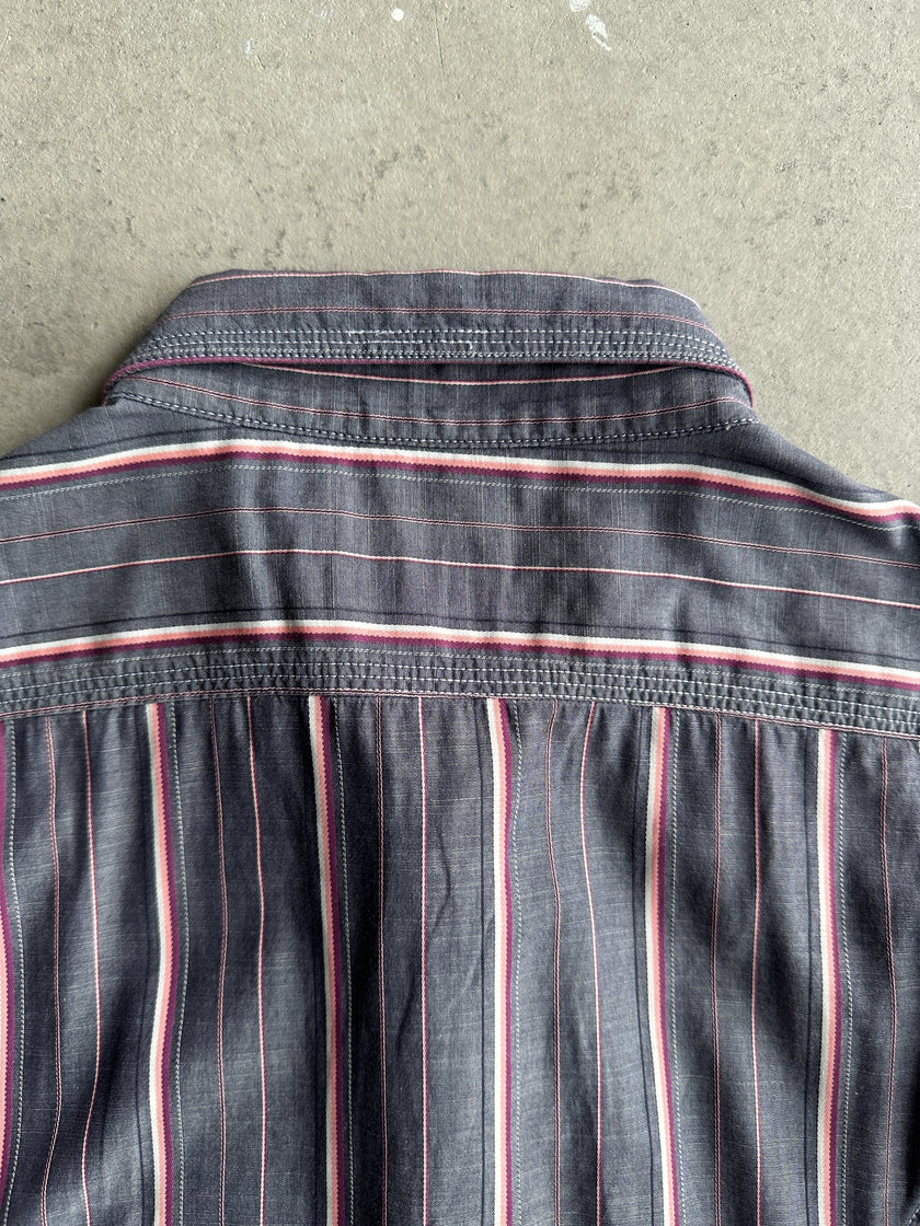 TRUSSARDI - 1990s STRIPED HALF SLEEVE SHIRT