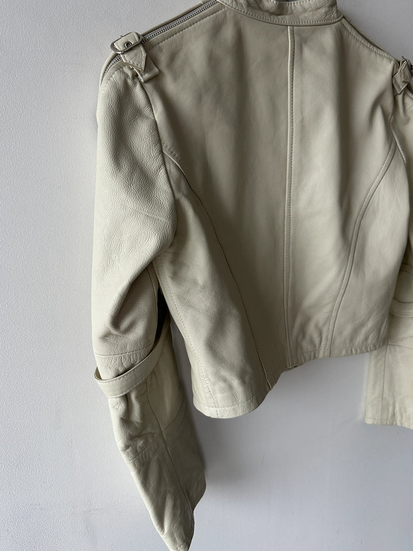 2000s CROP FIT BIKER LEATHER JACKET