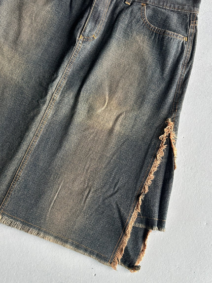 JUST CAVALLI - 2000s FRAYED HEM DENIM SKIRT