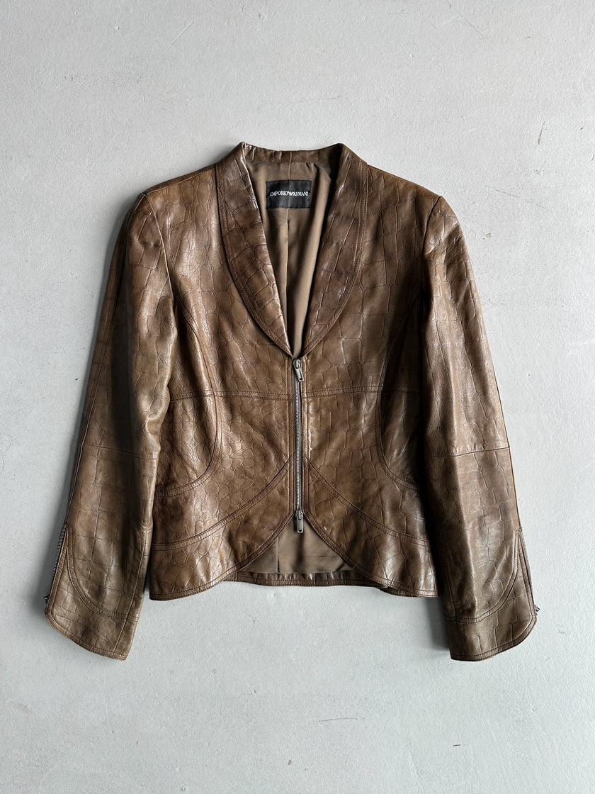 EMPORIO ARMANI - F/W 2008 TWO WAY ZIP LEATHER JACKET